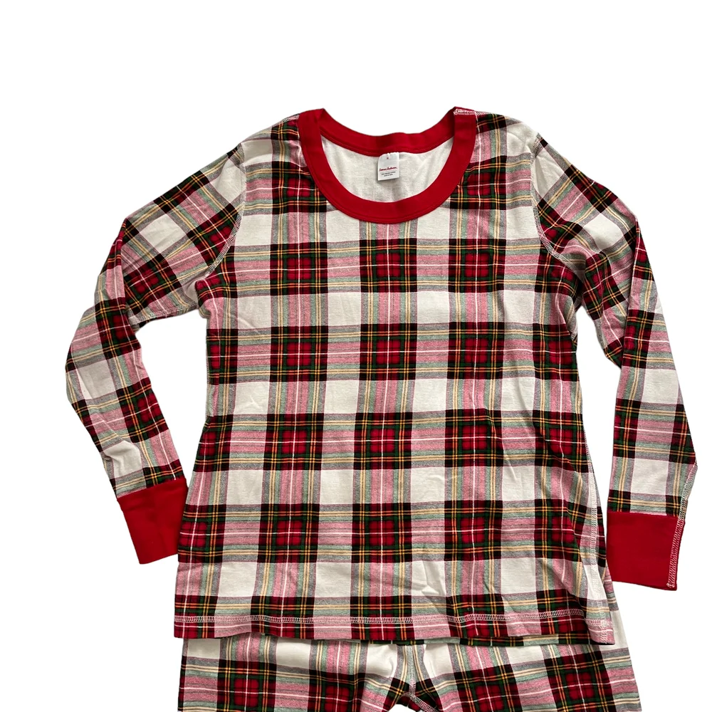 Hanna Andersson Organic Cotton Soft Plaid Matching Pajama Set Women Size XLarge